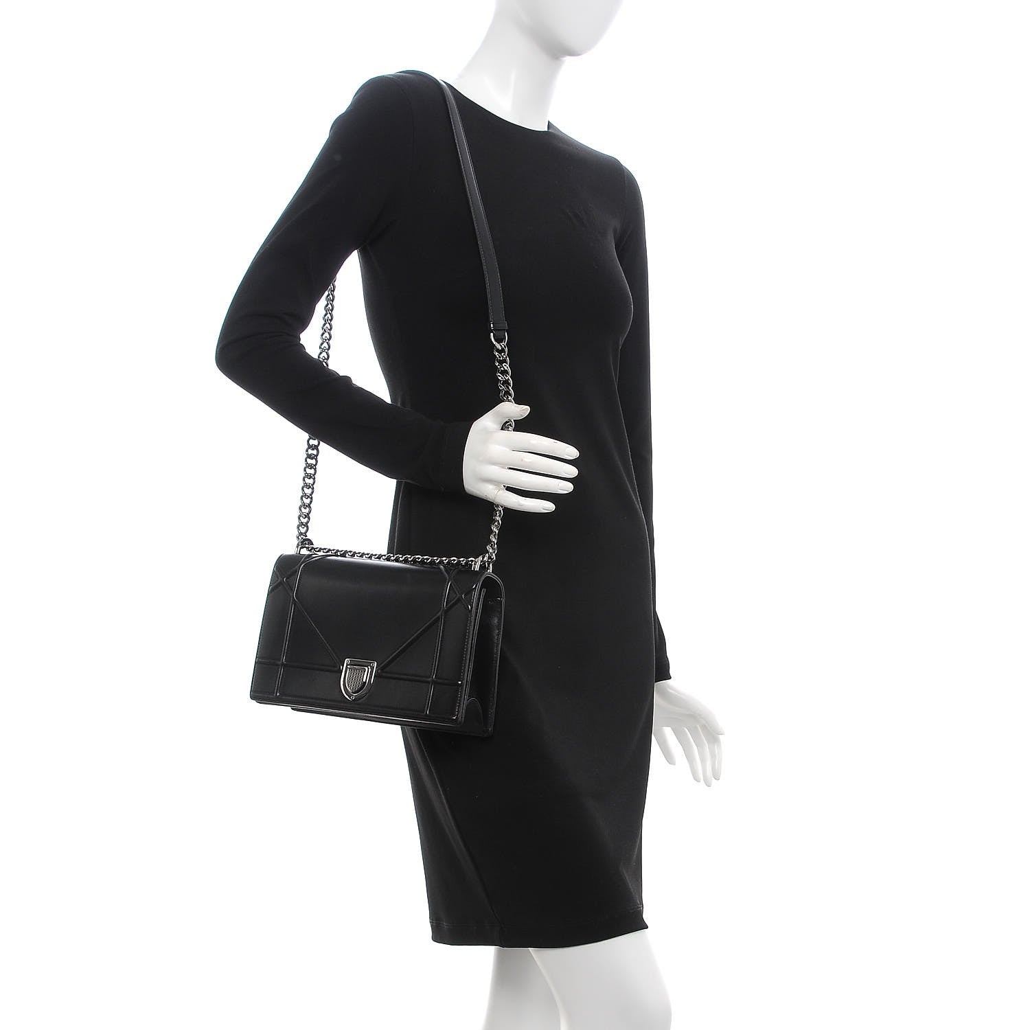 Christian Dior Lambskin Medium Diorama Flap Bag Black 2 of 8