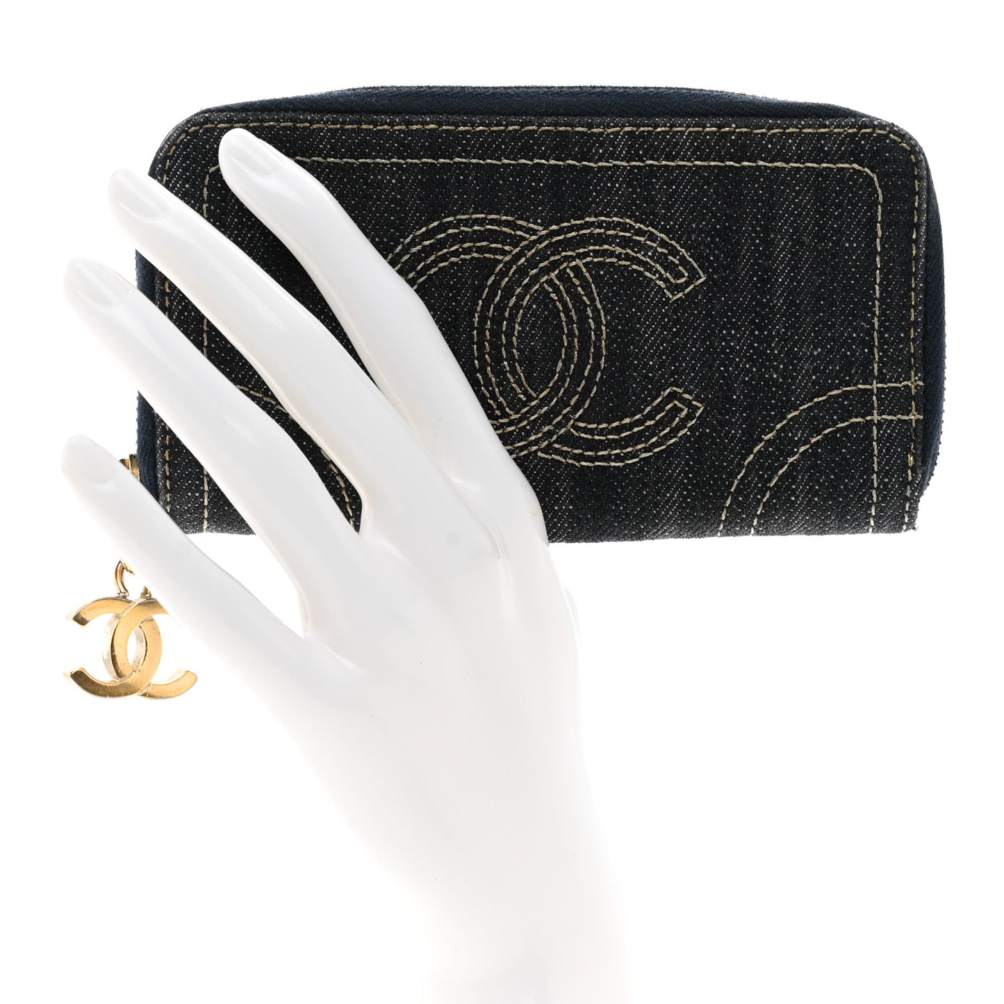 Denim CC Zip Around Wallet
