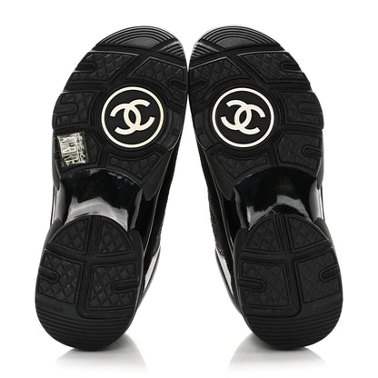 Chanel Velour Tweed CC Sneakers 35.5 Black Gold 5 of 9