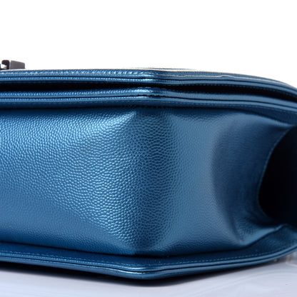 Chanel Metallic Caviar Quilted Medium Boy Flap Turquoise 9 of 11