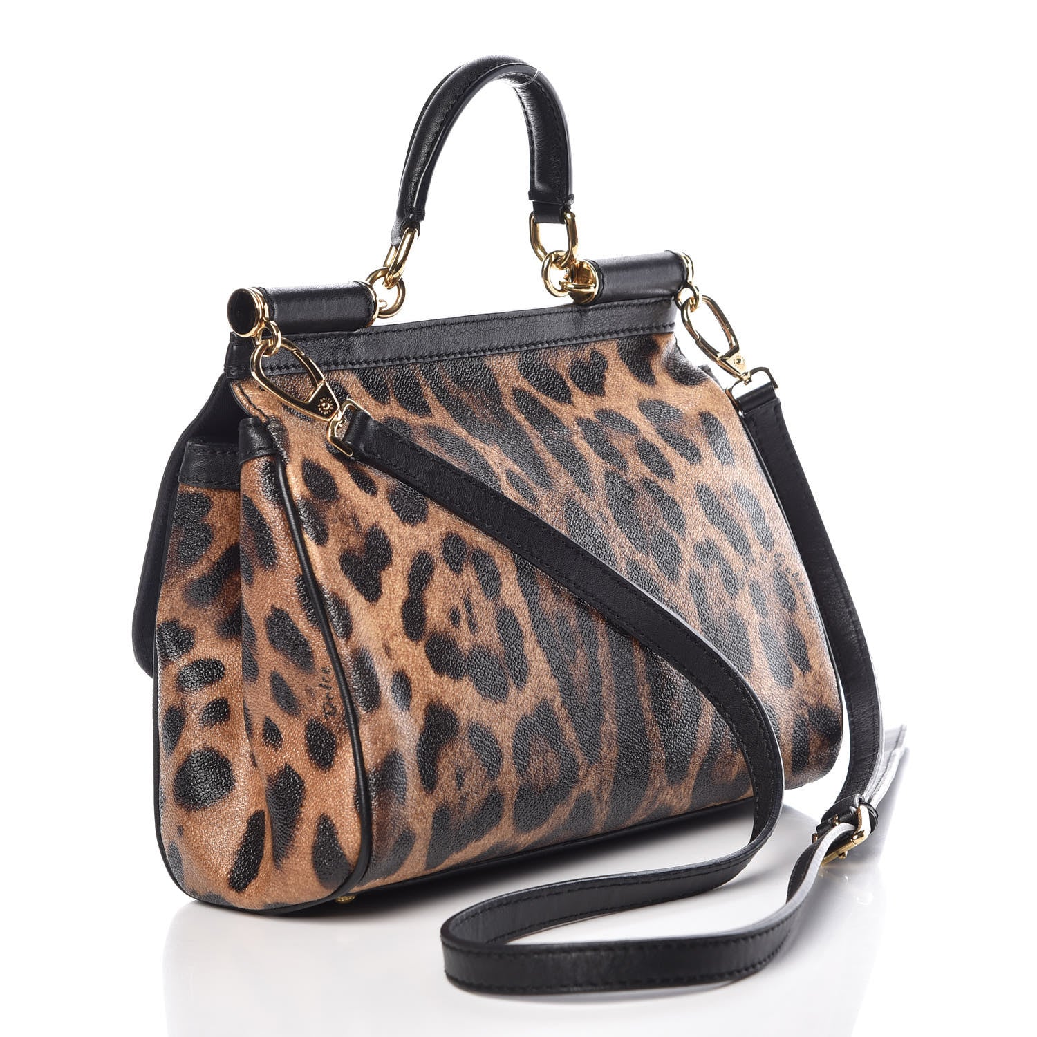 Dolce & Gabbana Dauphine Leopard Print Small Miss Sicily Satchel Black 3 of 11