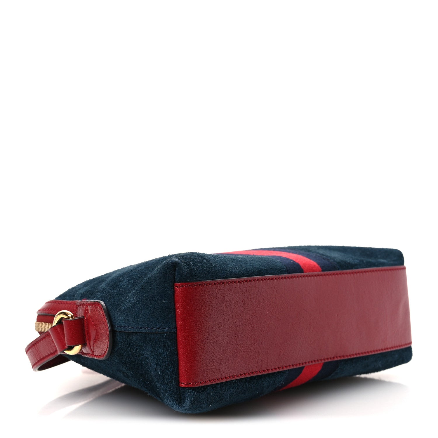 Gucci Suede Calfskin Web Small Ophidia Dome Shoulder Bag New Blue Romantic Cherry 4 of 12