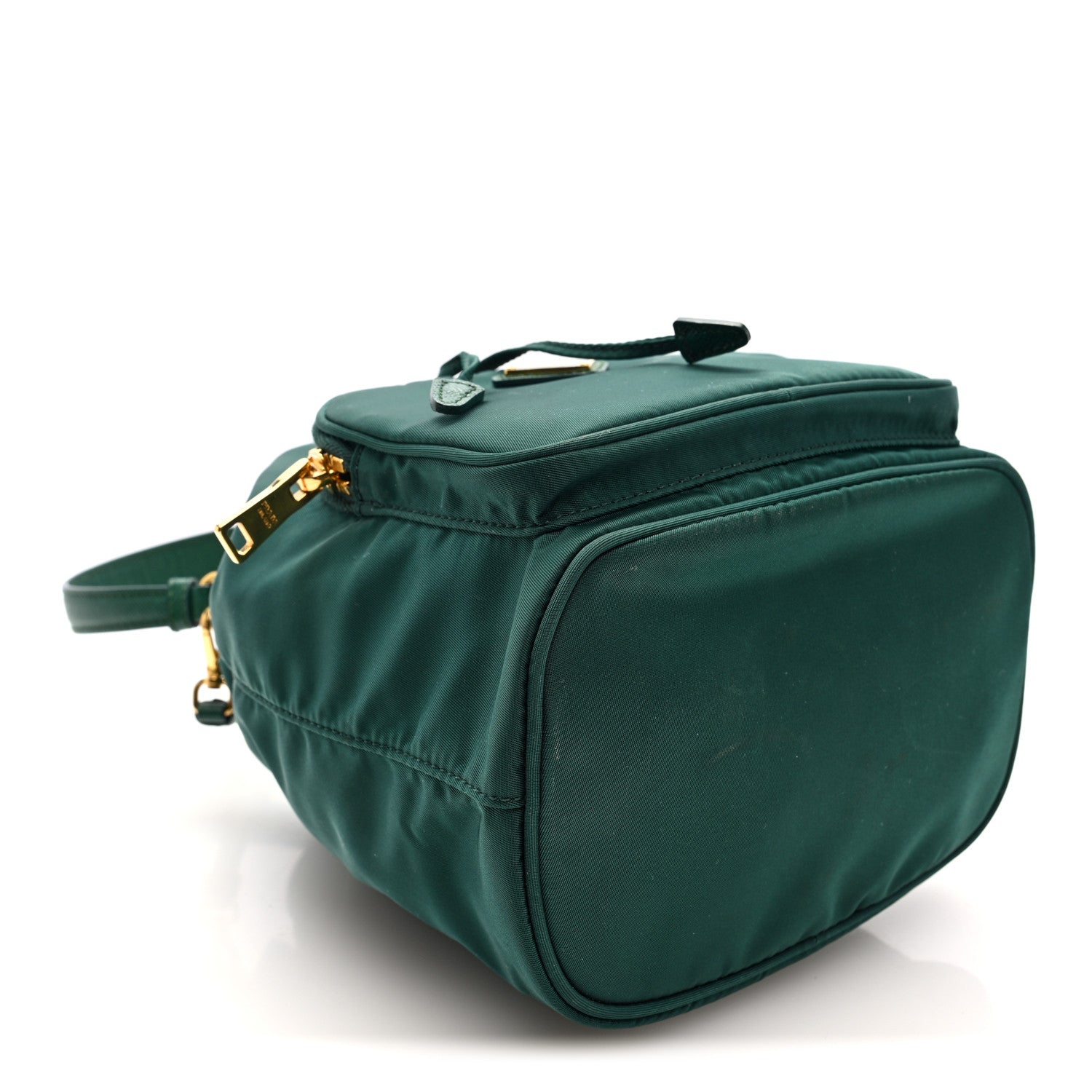 Prada Nylon Vela Saffiano Mini Bucket Crossbody Bag Oleandro