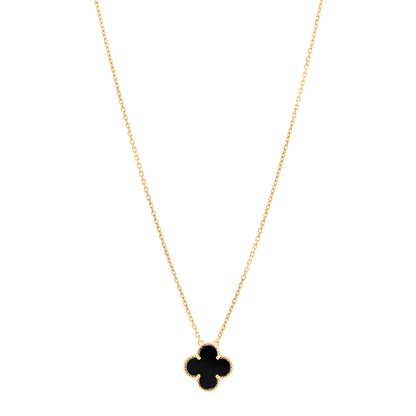 Van Cleef & Arpels 18K Yellow Gold Black Onyx Vintage Alhambra Pendant Necklace 1 of 5
