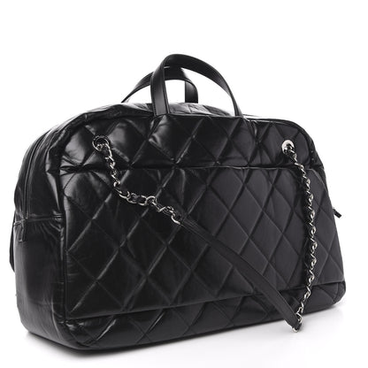 Chanel Aged Calfskin Quilted Large Express Bowling Bag Black 3 of 10