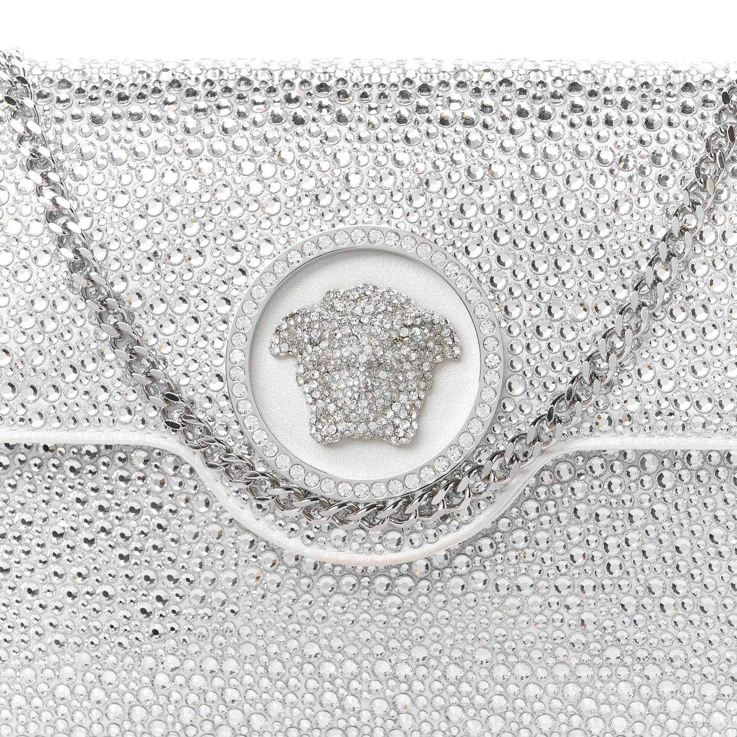 Crystal La Medusa Envelope Clutch Optical White