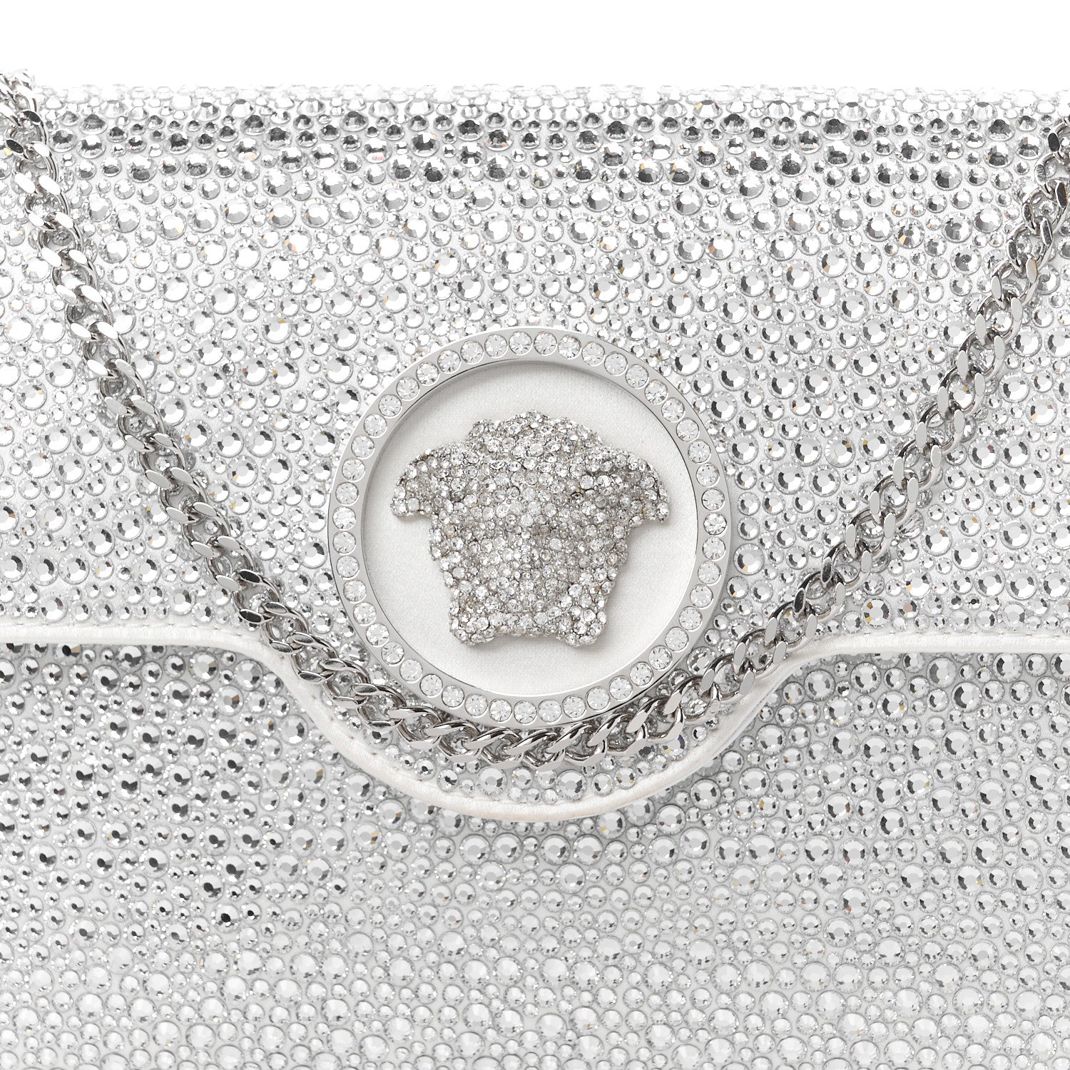Versace Crystal La Medusa Envelope Clutch Optical White 7 of 9