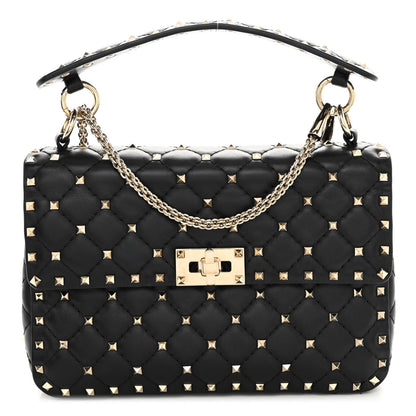 Valentino Garavani Lambskin Medium Rockstud Spike Shoulder Bag Black 1 of 10