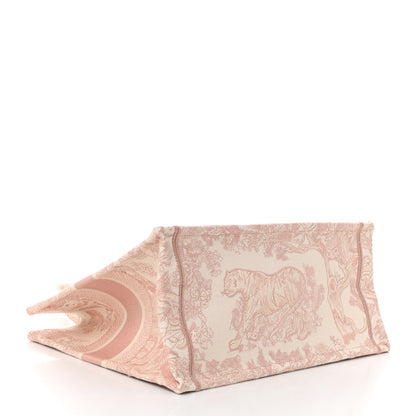 Christian Dior Canvas Toile De Jouy Embroidered Medium Book Tote Pink 4 of 11