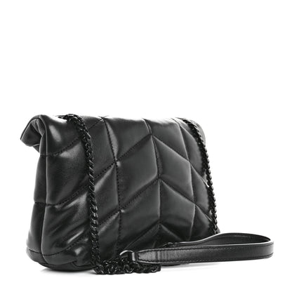 Saint Laurent Lambskin Quilted Toy Loulou Puffer Monogram Monochrome Chain Satchel Black 3 of 10