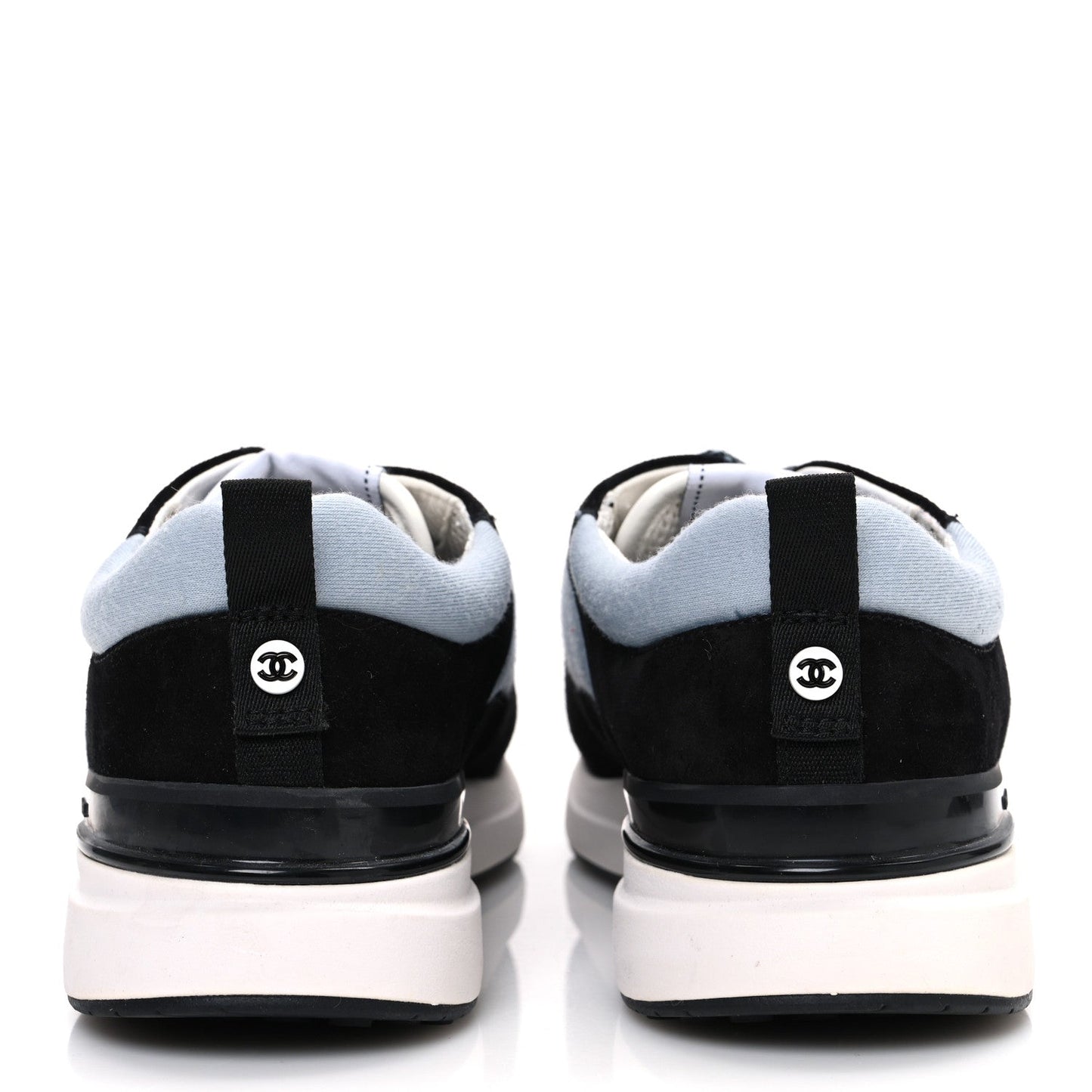 Suede Calfskin Fabric CC Sneakers 39 Light Blue Black