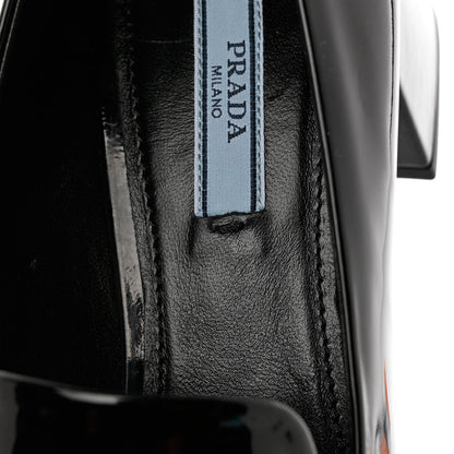 Prada Vernice Metal Triangle Logo 45mm Loafer Pumps 39.5 Black 9 of 10