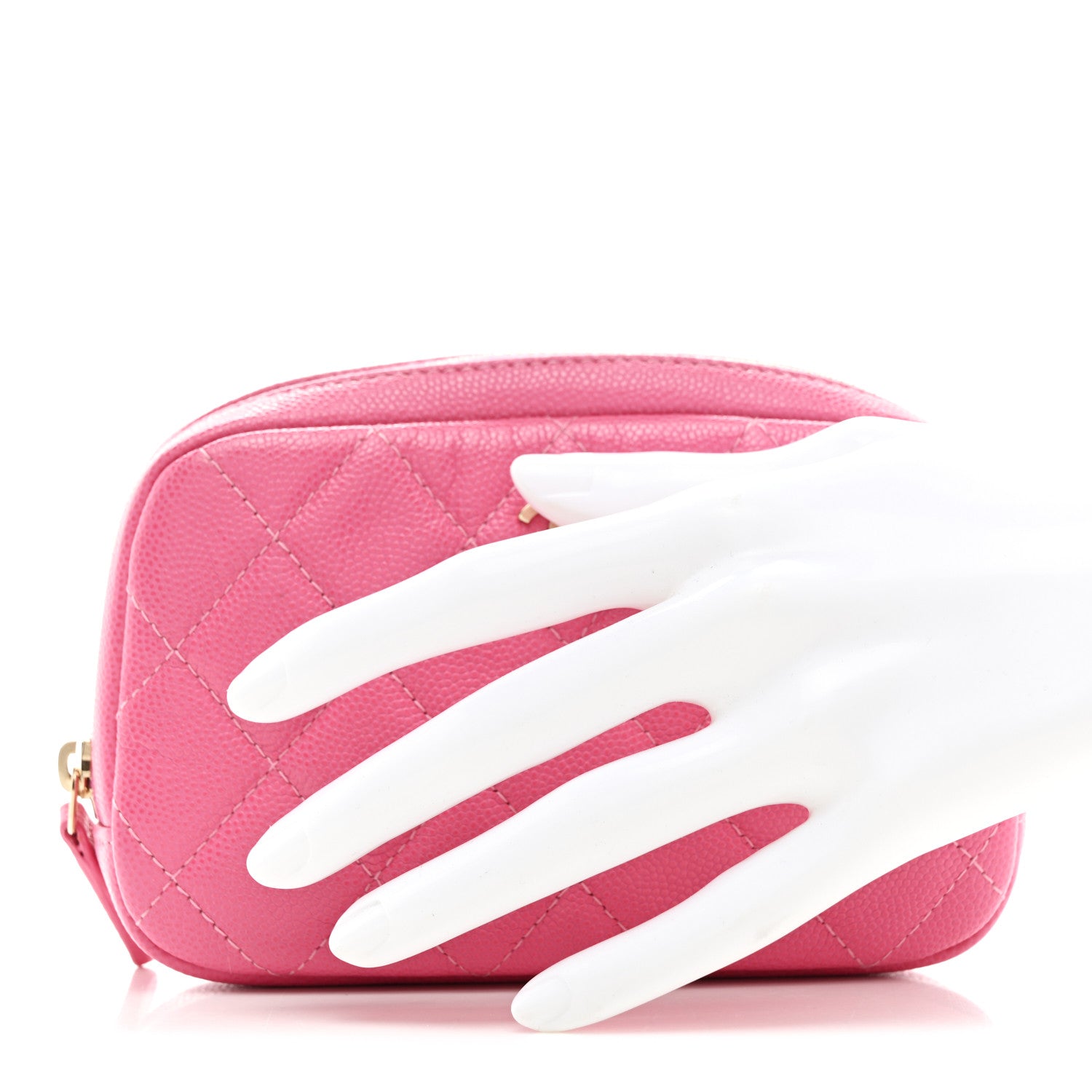 Chanel Caviar Quilted Small Curvy Pouch Cosmetic Case Pink 2 of 7
