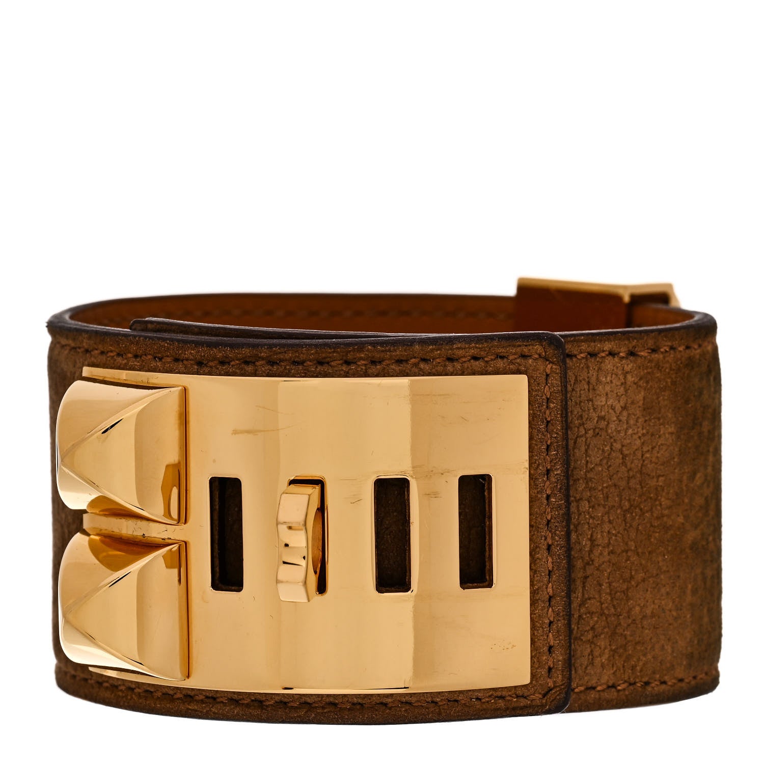 Hermes Veau Doblis Suede Collier de Chien CDC Bracelet L Muscade 3 of 6