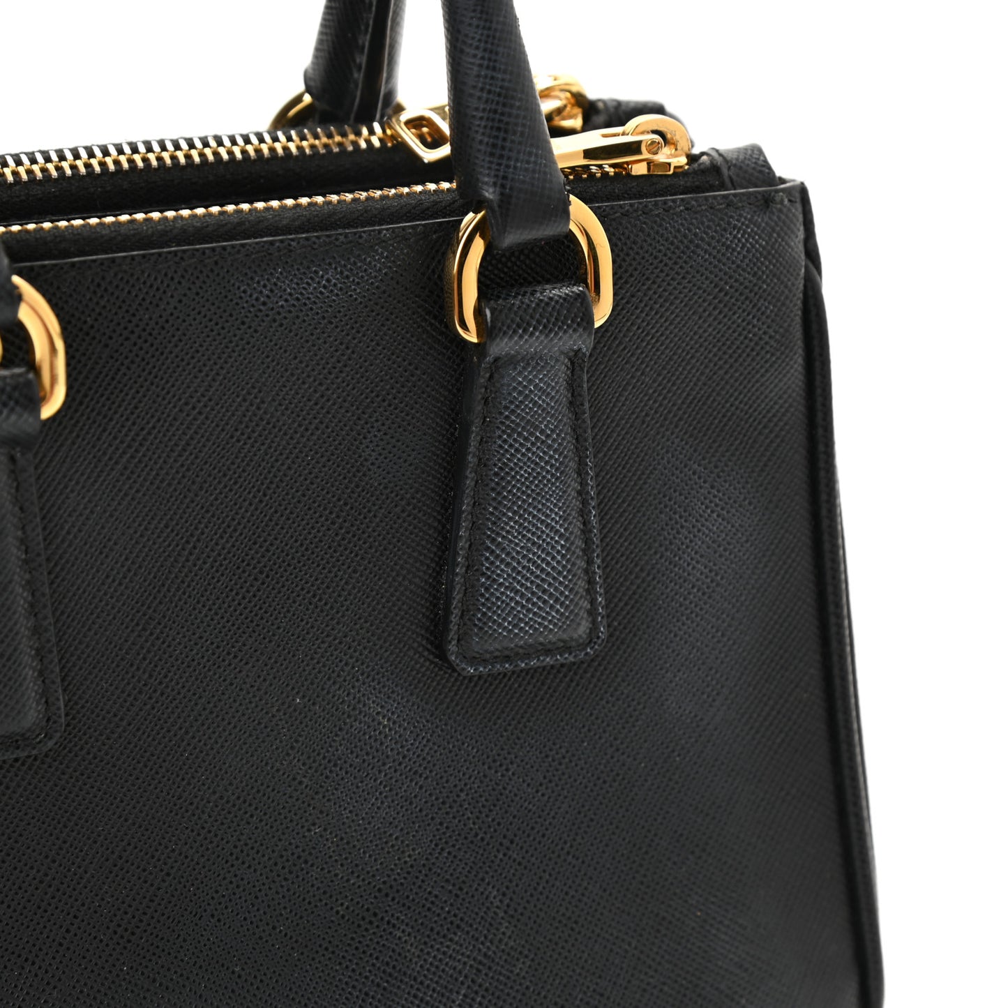 Saffiano Mini Galleria Double Zip Tote Black