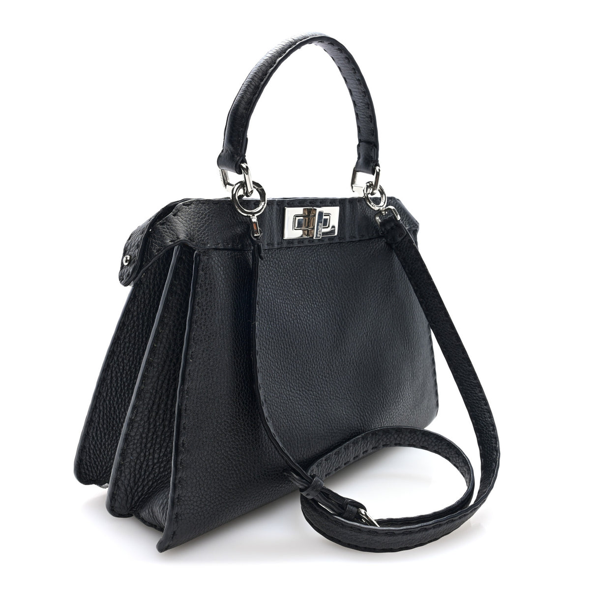 Fendi Cuoio Romano Selleria Chamois Medium Peekaboo I SEE U Satchel Black Camel Sunflower 2 of 9