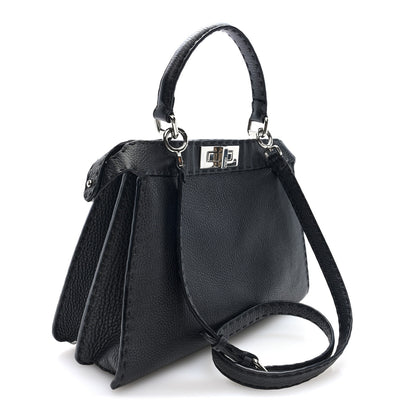 Fendi Cuoio Romano Selleria Chamois Medium Peekaboo I SEE U Satchel Black Camel Sunflower 2 of 9