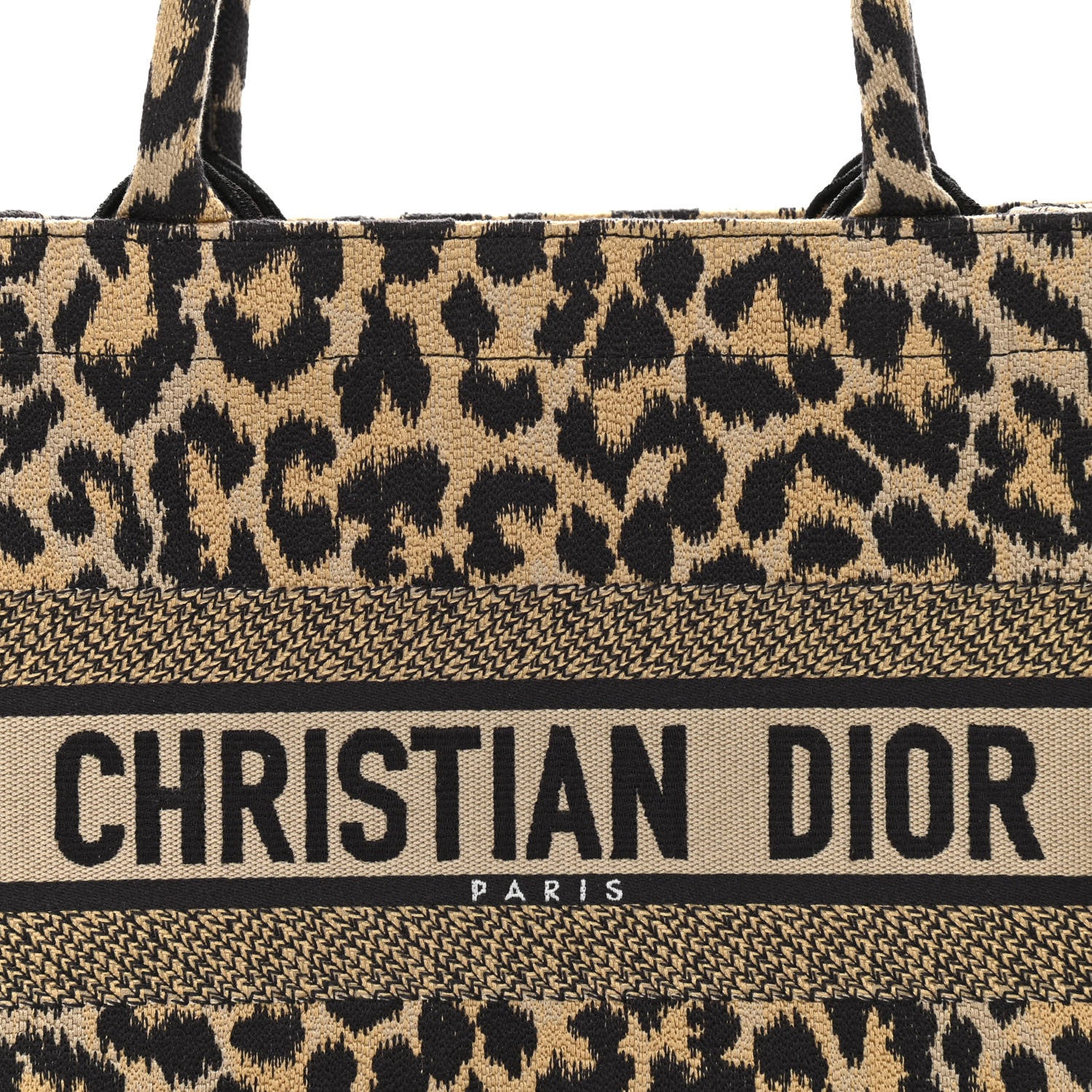 Christian Dior Canvas Mizza Embroidered Medium Leopard Book Tote Beige 8 of 11