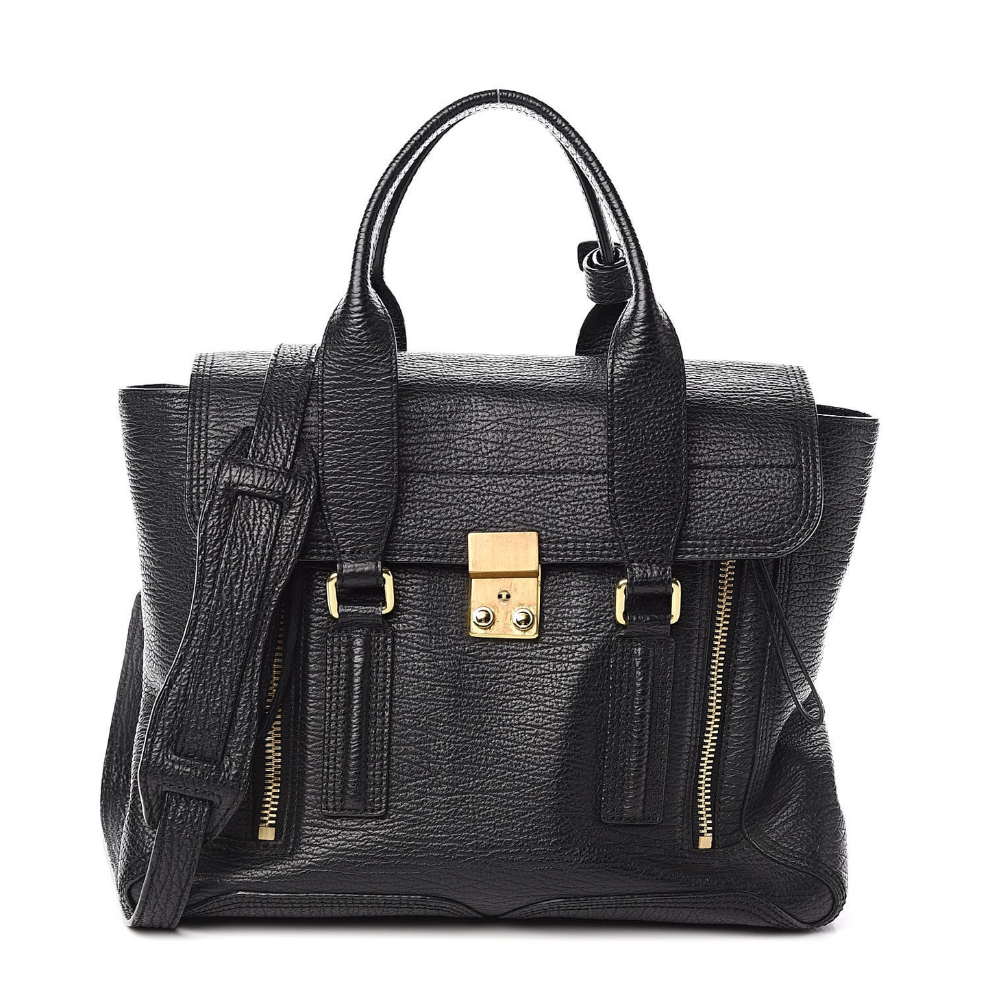 3.1 Textured Calfskin Medium Pashli Satchel Black