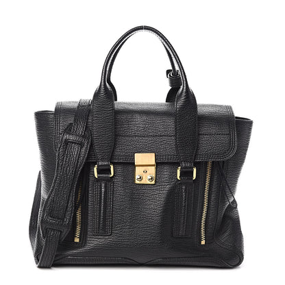 3.1 Phillip Lim 3.1 Textured Calfskin Medium Pashli Satchel Black 1 of 15
