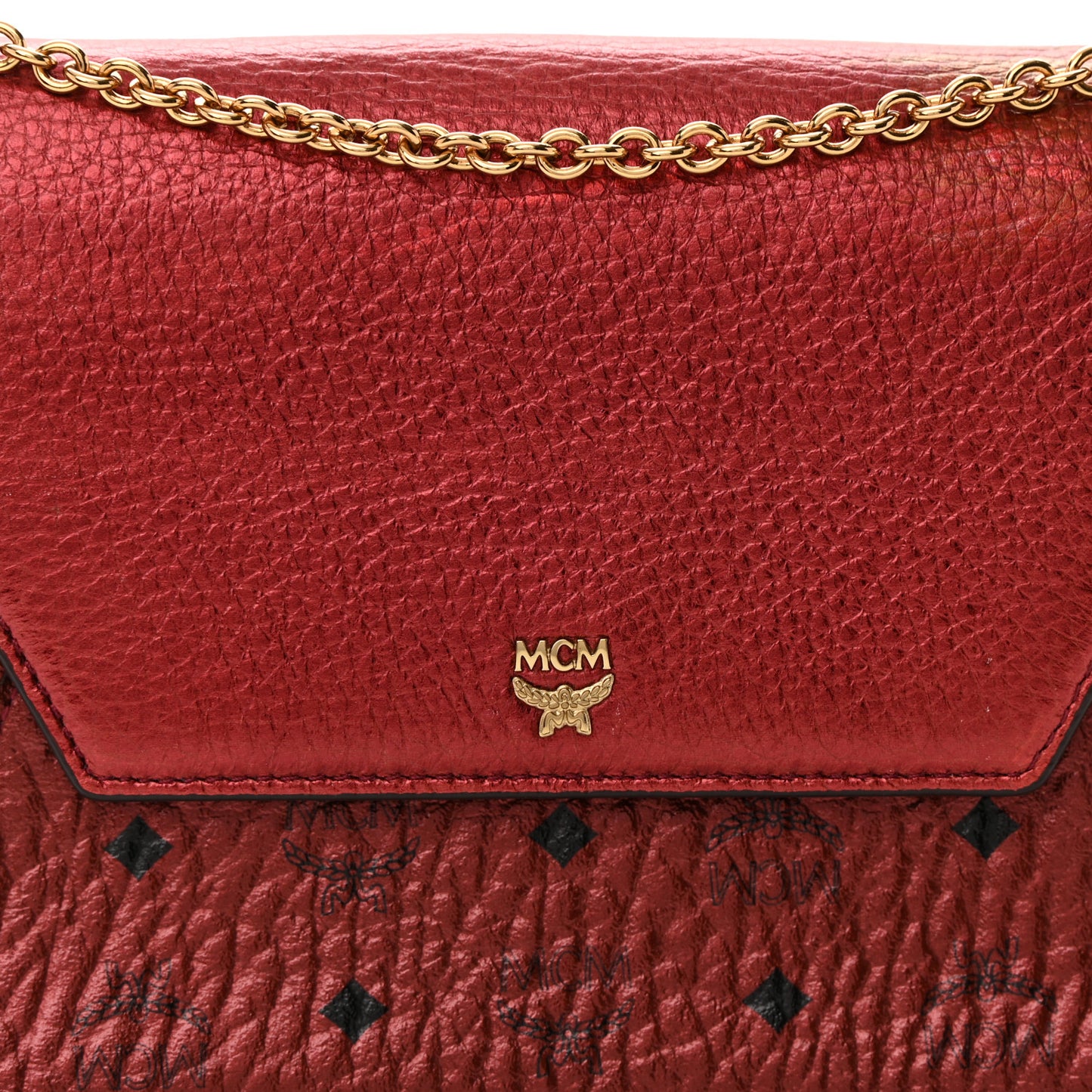 Metallic Calfskin Visetos Monogram Love Letter Crossbody Scooter Red