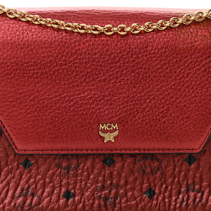 MCM Metallic Calfskin Visetos Monogram Love Letter Crossbody Scooter Red 8 of 15