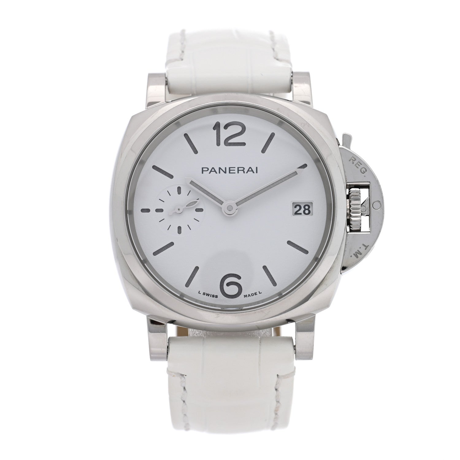 Panerai Stainless Steel Alligator 38mm Luminor Due Luna Rossa Automatic Watch White PAM01306 1 of 5
