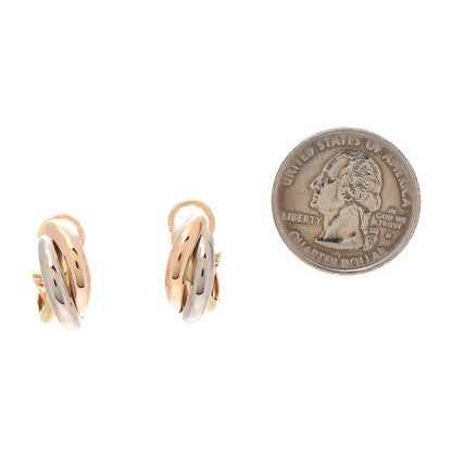 Cartier 18K Pink Yellow White Gold Small Trinity Earrings 2 of 6