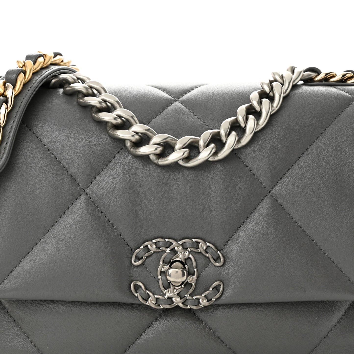 Lambskin Quilted Medium Chanel 19 Flap Dark Grey