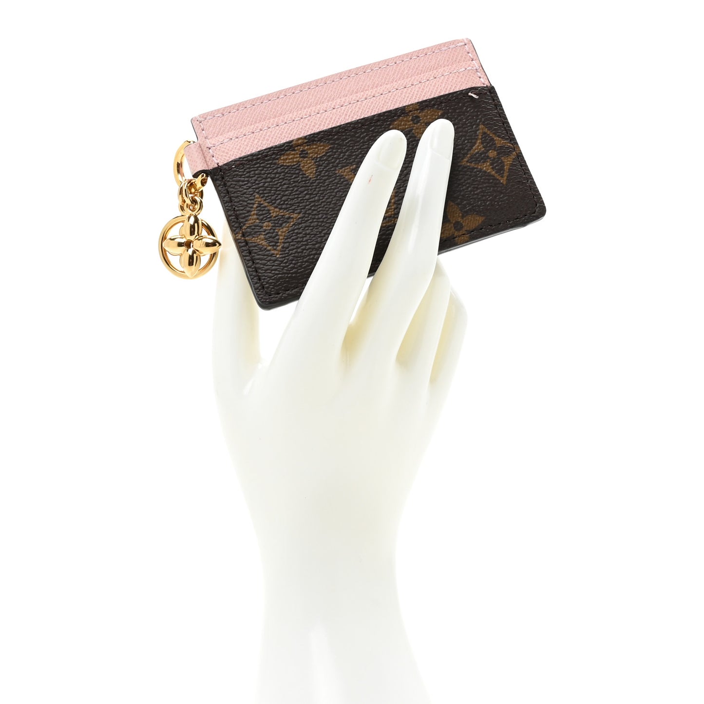 Monogram LV Charms Card Holder Rose Ballerine