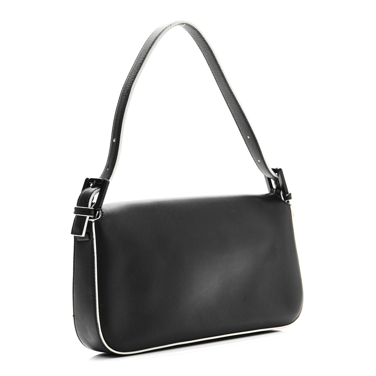 Fendi Vitello Dolce Elite Monster Eyes Bi-Color Baguette Black Yellow 3 of 9