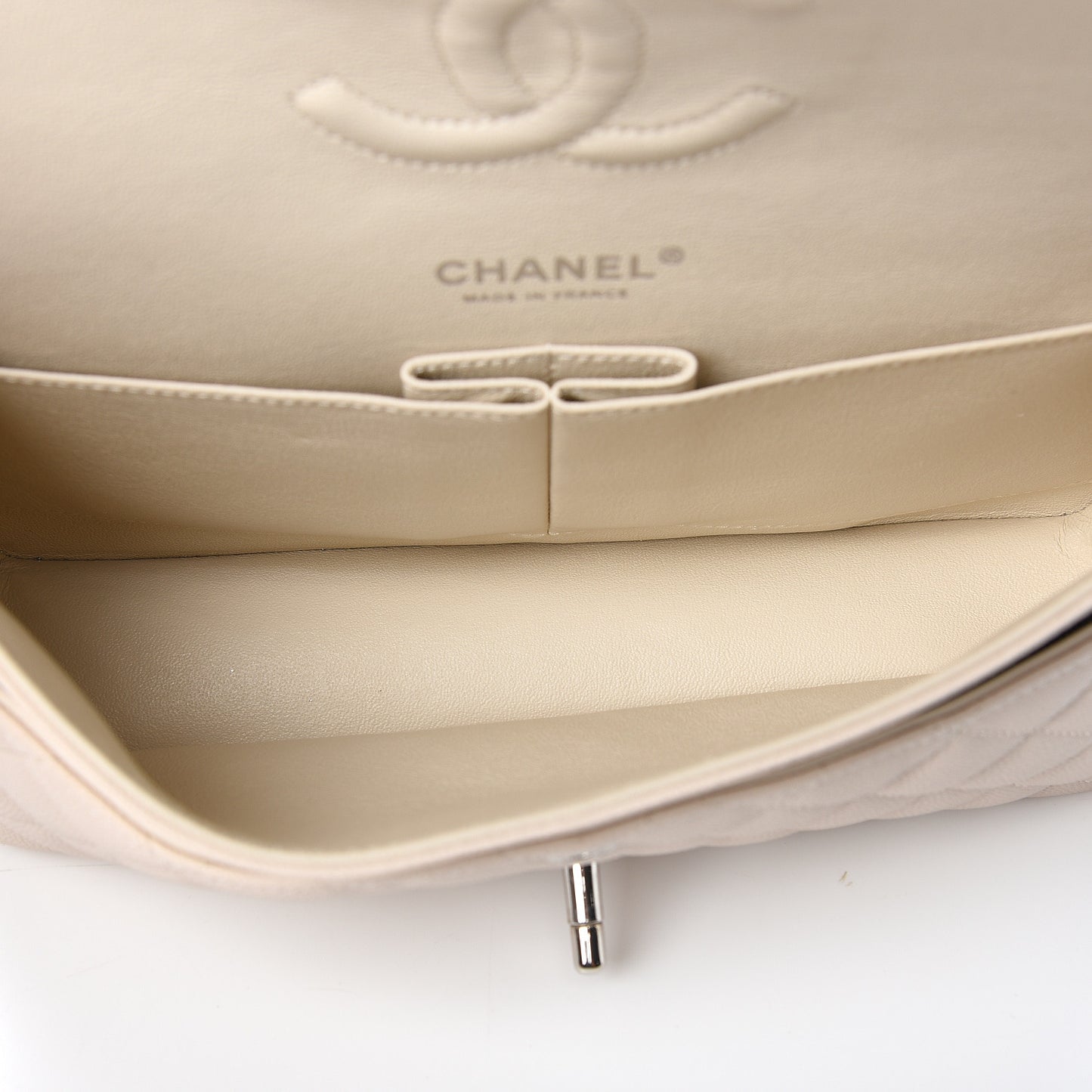 Caviar Quilted Medium Double Flap Ivory