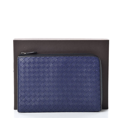Bottega Veneta Nappa Intrecciato Flat Zip Pouch Navy Black 8 of 8
