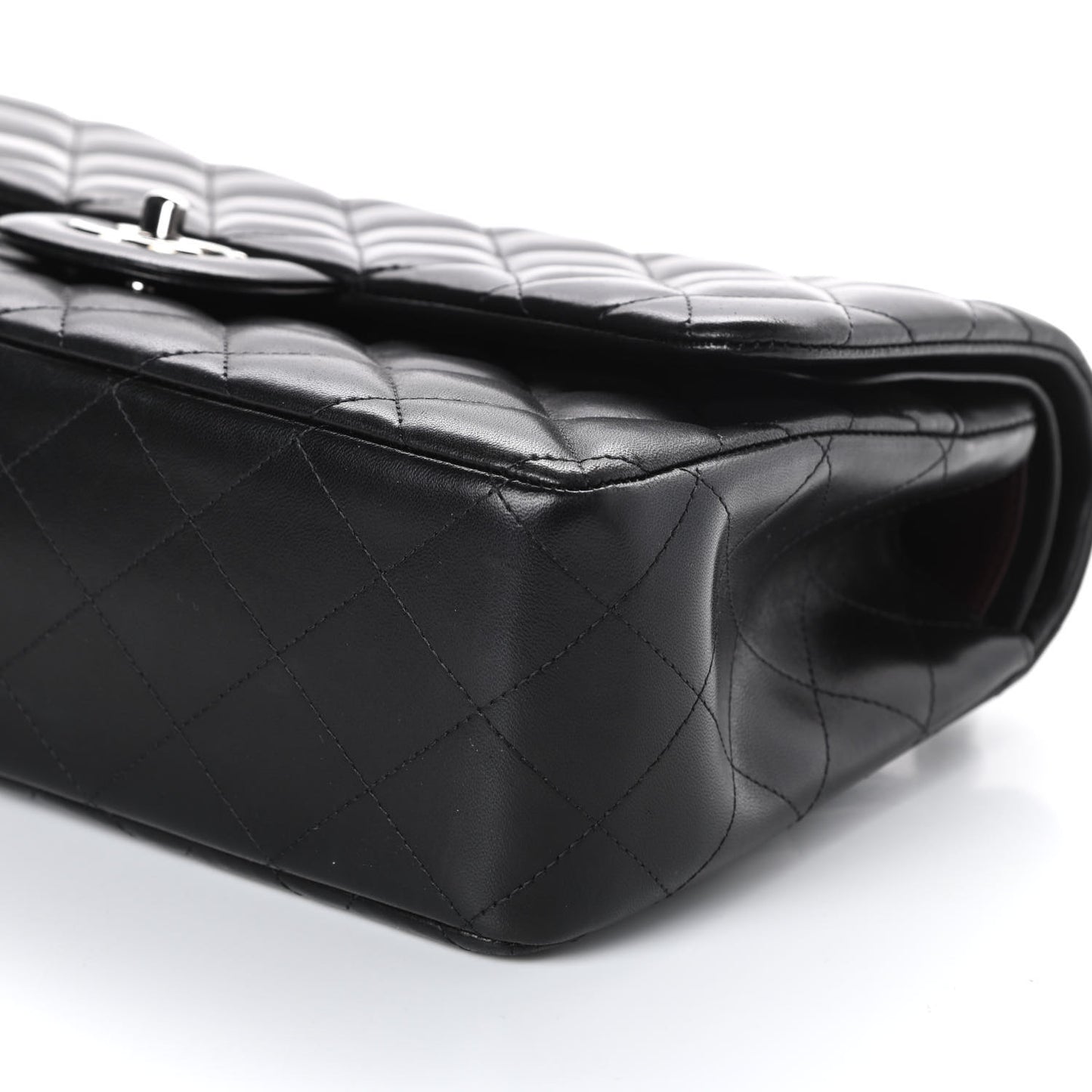 Lambskin Quilted Jumbo Double Flap Black