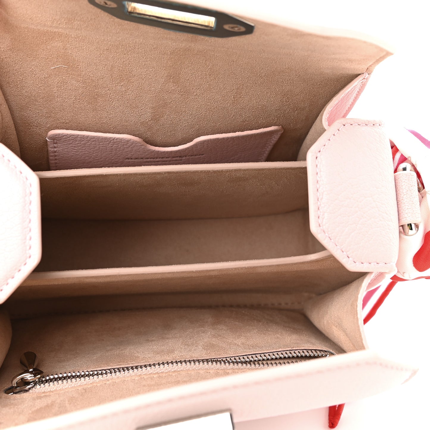 Calfskin Silk Scarf Box Shoulder Bag 16 Baby Pink Ivory