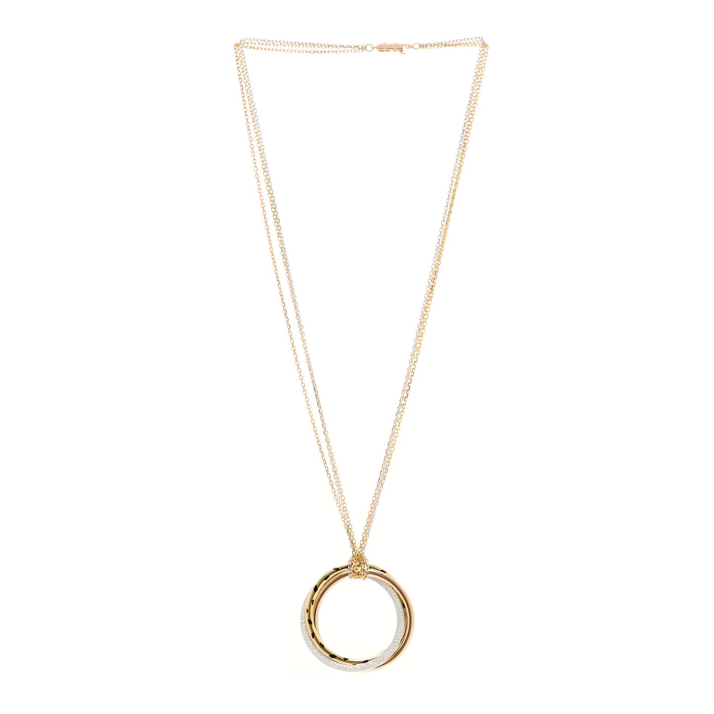 18K Pink Yellow White Gold Diamond Black Lacquer Trinity Panthere De Cartier Pendant Necklace