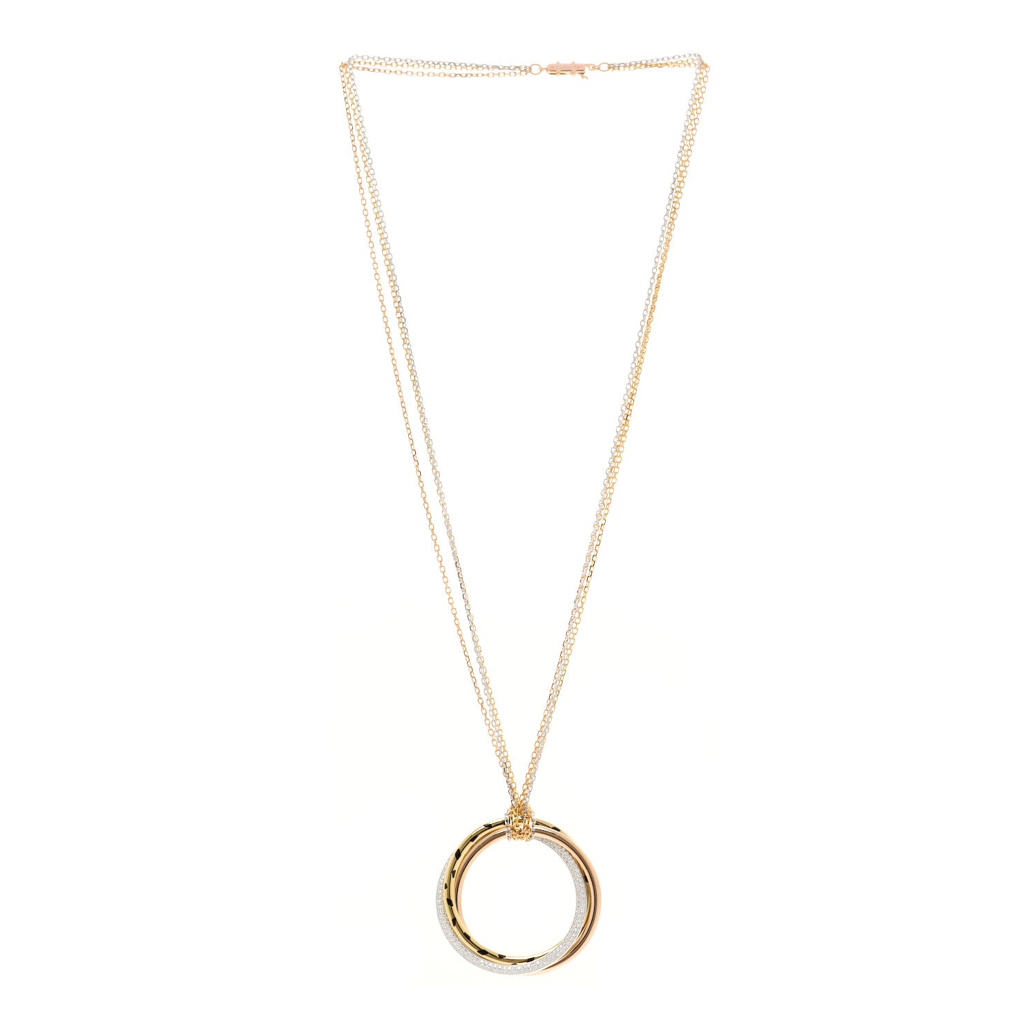 Cartier 18K Pink Yellow White Gold Diamond Black Lacquer Trinity Panthere De Cartier Pendant Necklace 3 of 5