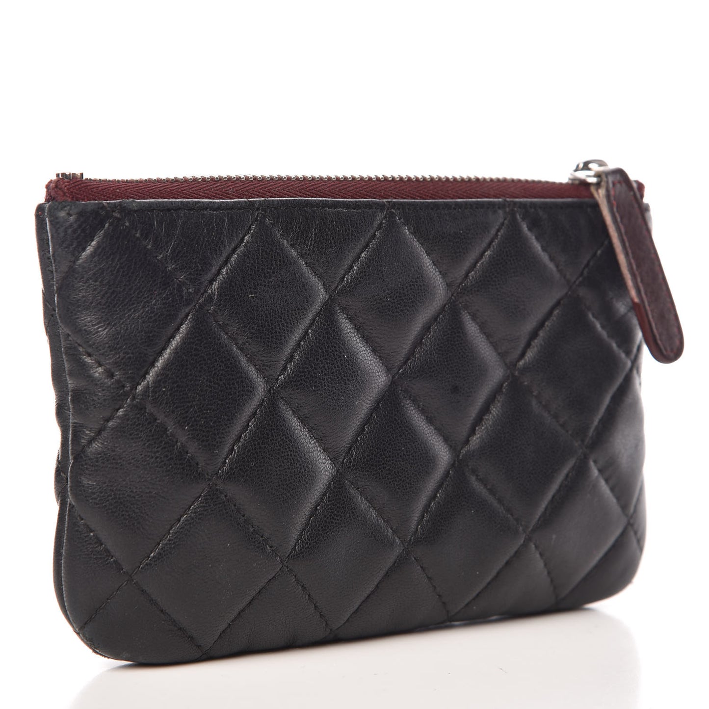 Lambskin Quilted Small Cosmetic Case Black