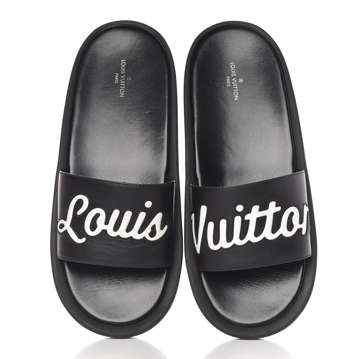 Calfskin Logo Sunbath Slide Sandals 39 Black