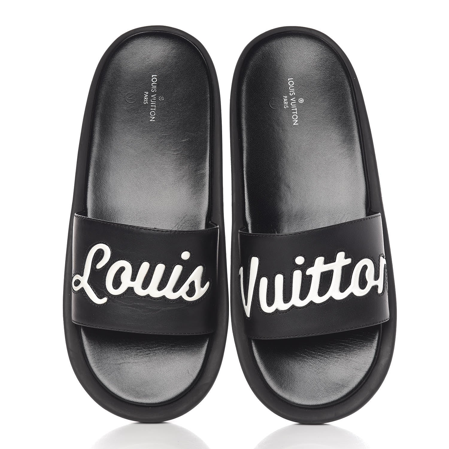 Louis Vuitton Calfskin Logo Sunbath Slide Sandals 39 Black 13 of 13