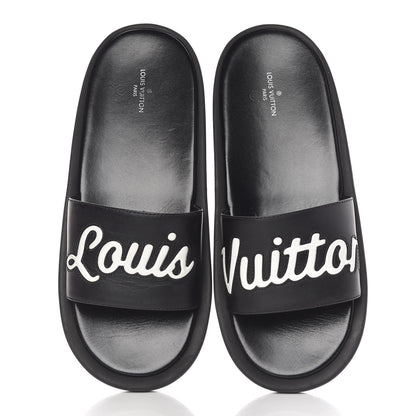 Louis Vuitton Calfskin Logo Sunbath Slide Sandals 39 Black 13 of 13