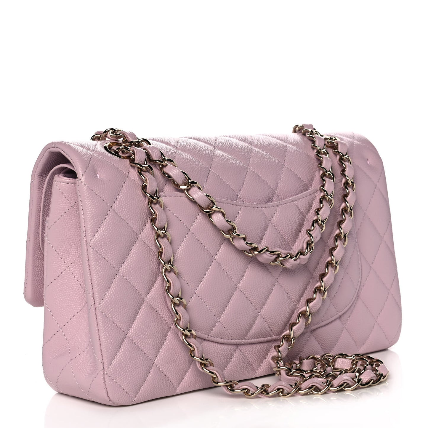 Caviar Quilted Medium Double Flap Light Pink