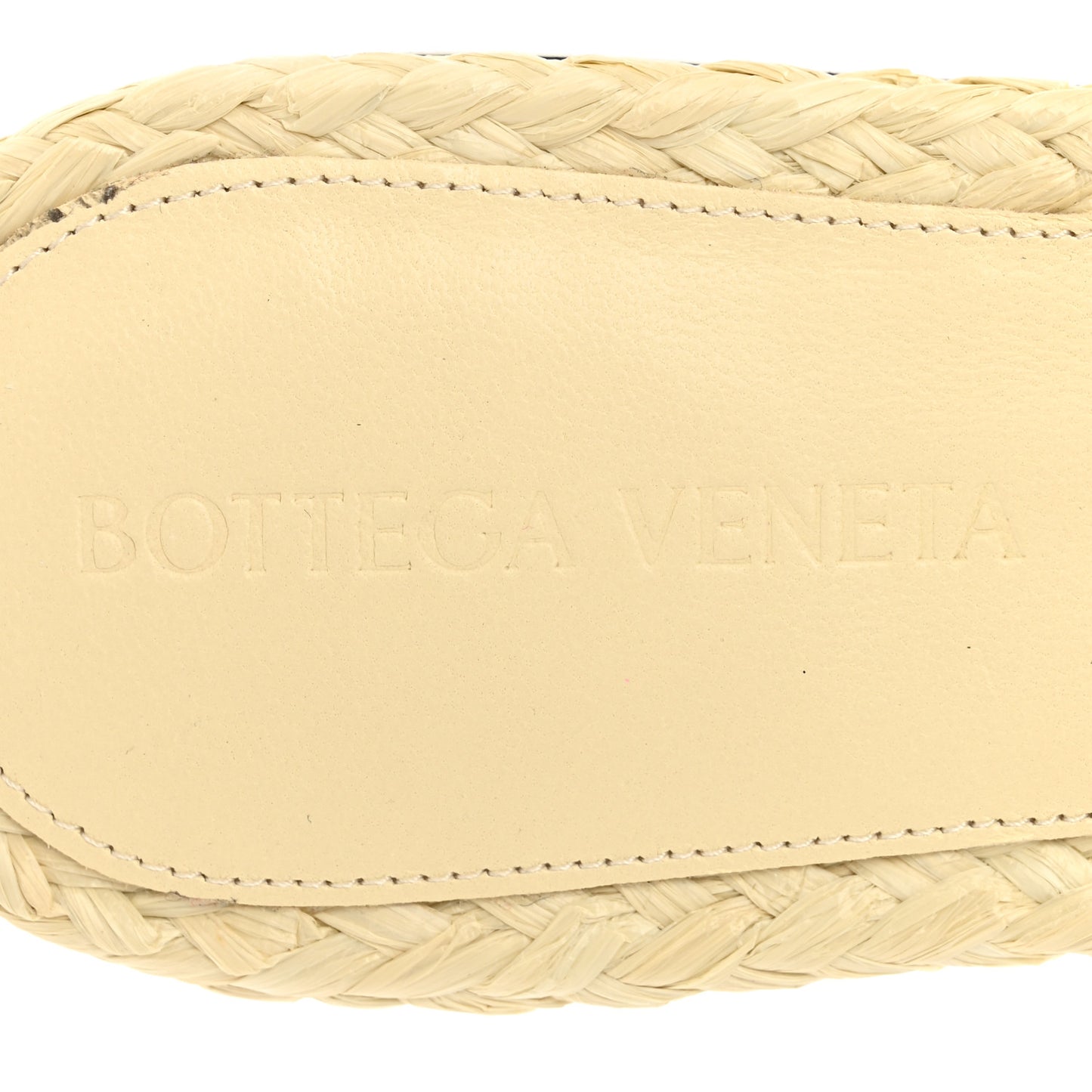 Raffia Intrecciato Lido Flat Sandals 38 White
