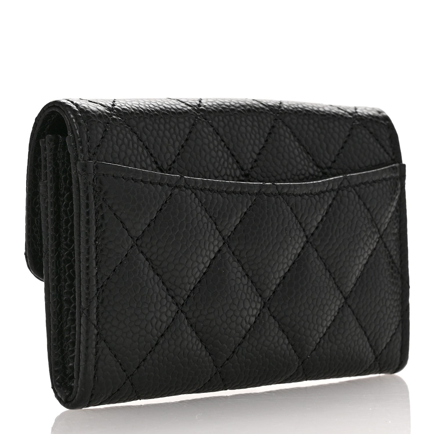 Chanel Caviar Quilted Flap Card Holder Wallet Black 3 of 9