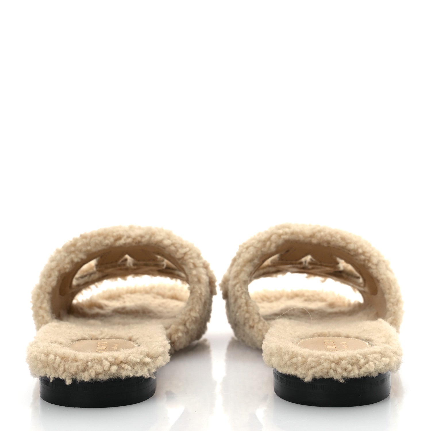 Gucci Shearling Interlocking G Cut Out Slide Sandals 36.5 Butterscotch 6 of 10