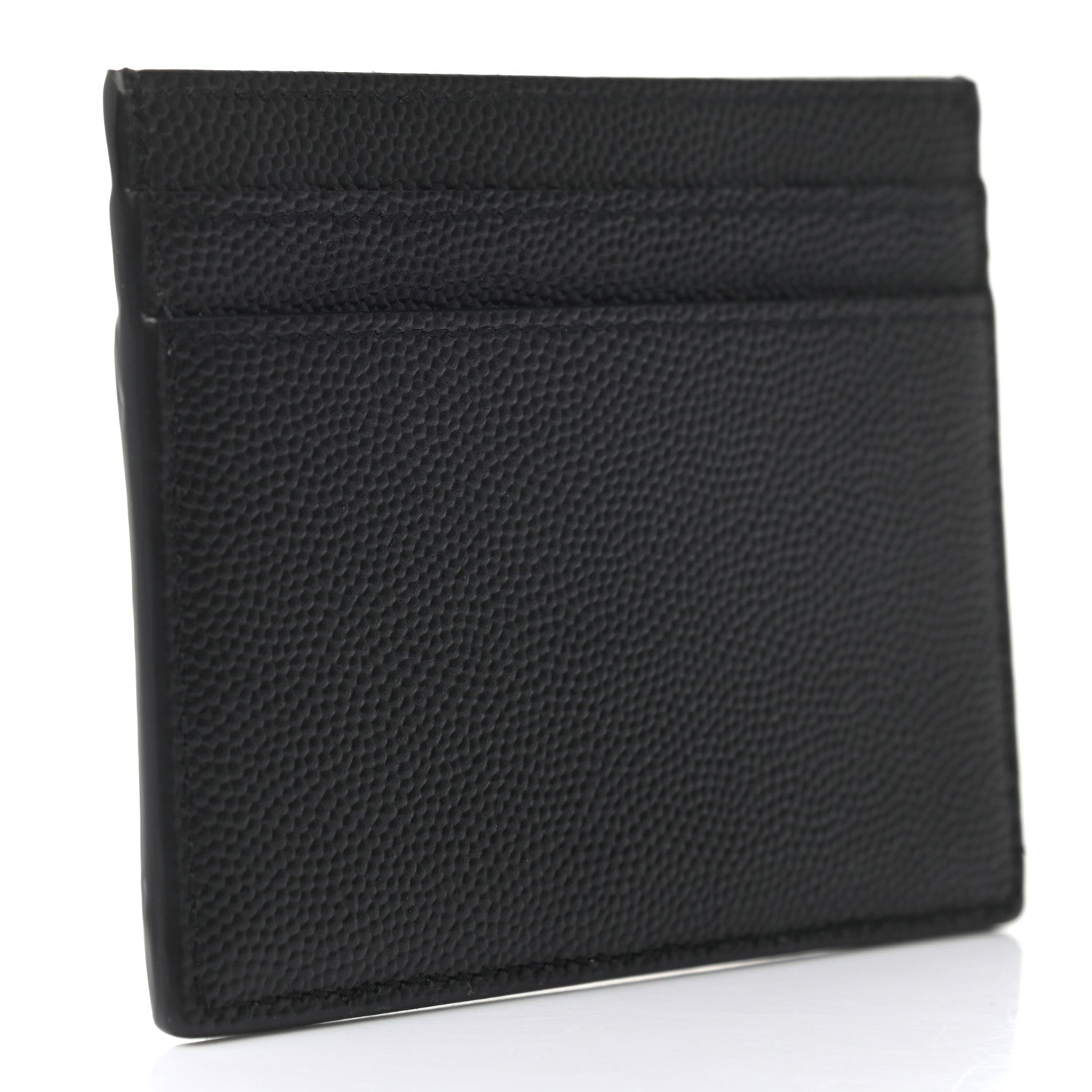 Saint Laurent Grain De Poudre Matelasse Chevron Monogram Credit Card Case Black 3 of 8