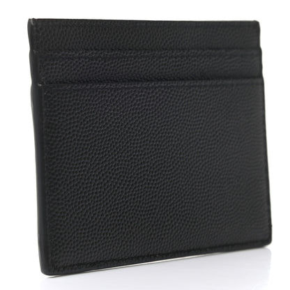Saint Laurent Grain De Poudre Matelasse Chevron Monogram Credit Card Case Black 3 of 8