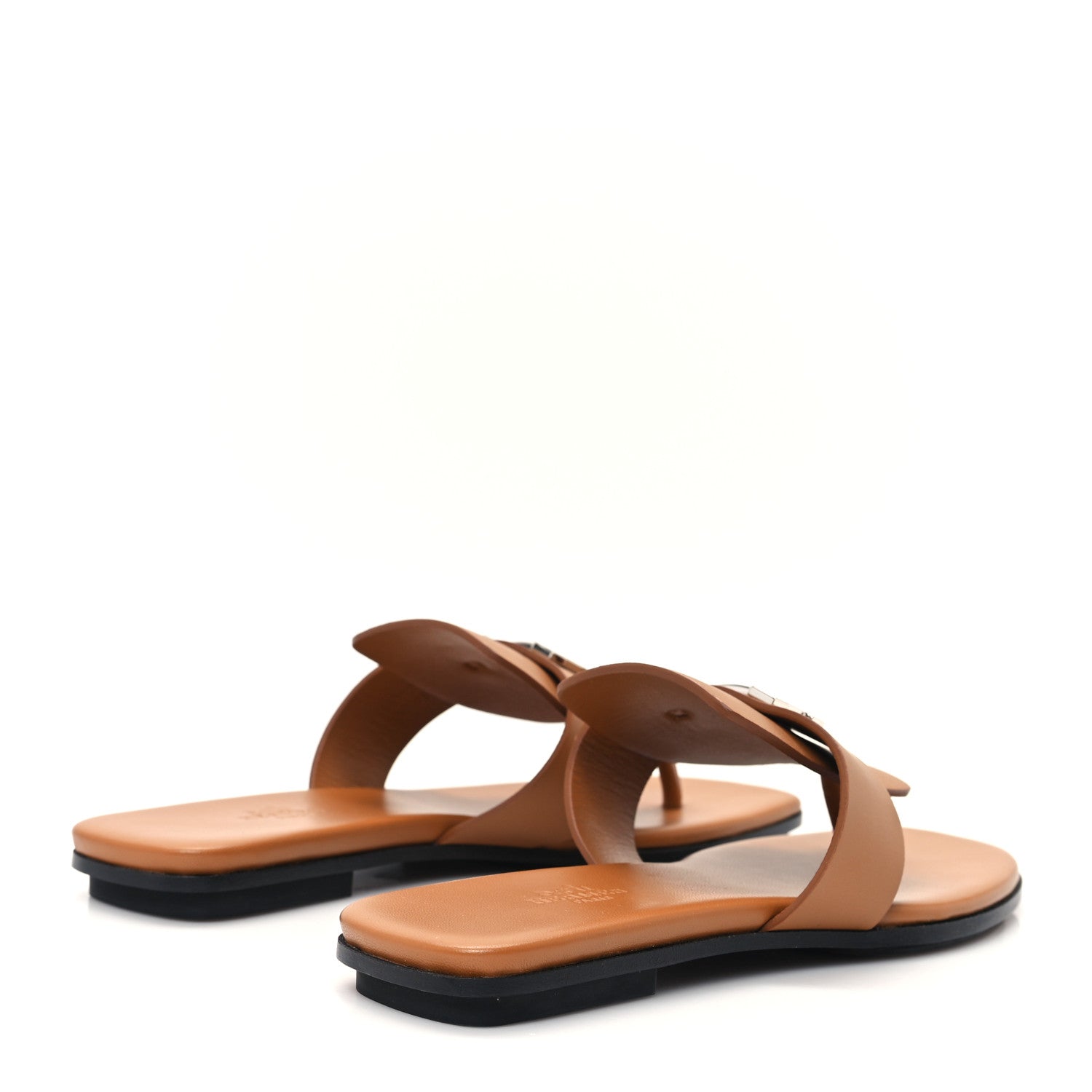 Hermes Calfskin Womens Galerie Sandals 37.5 Gold 5 of 10