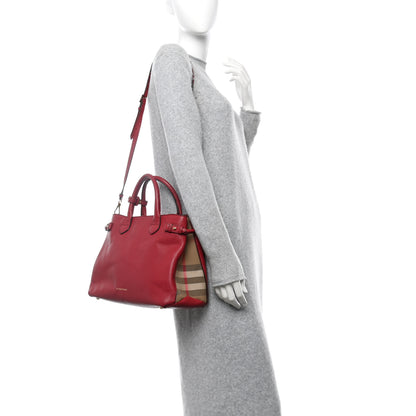 Burberry Derby Calfskin House Check Medium Banner Tote Russet Red 2 of 16