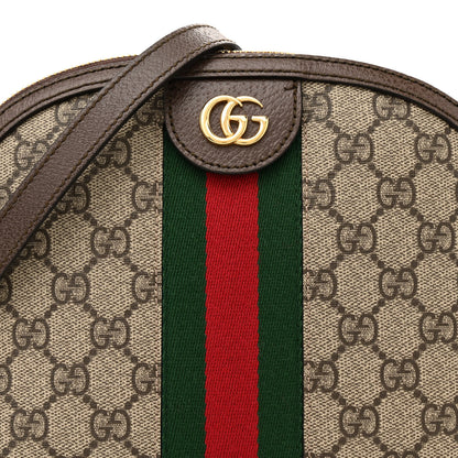Gucci GG Supreme Monogram Textured Dollar Calfskin Web Small Ophidia Dome Shoulder Bag Beige Ebony New Acero 8 of 10